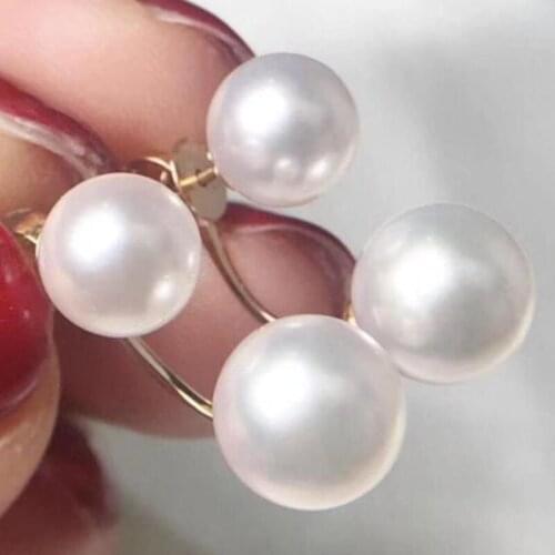 Pair of 6-11mm SOUTH SEA white PEARL EARRING 18K