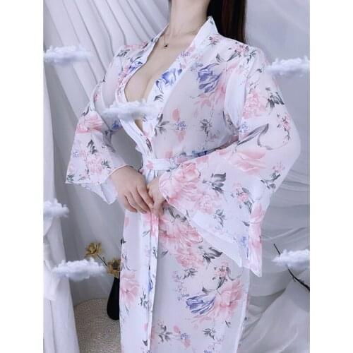 Japanese Sexy Kimono Women Asian Style Fashion Homewear Casual Floral Printing Pajama Clothing Ladies Loose Temptation Clothes
