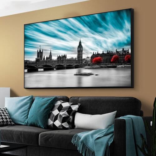 Big Ben On Te Seine Poster Canvas Print Wall Art Picture For Living Room Home Decor Wall Decoration Frameless