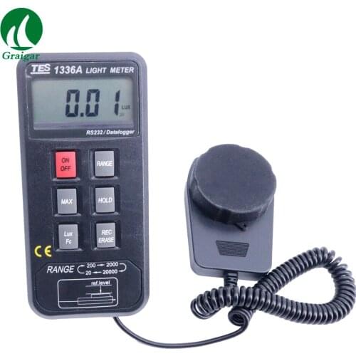 TES-1336A Data Logger Digital LUX Meter TES1336A Data Logging Light Meter With Memory Solar Power Meter by Fast Shipping