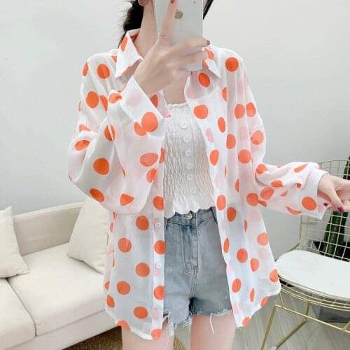 Shirts Women Summer Thin Chiffon Soft Breathable Sheer See-through Blouses Basic All-match Fashion Female Chic Loose New X80