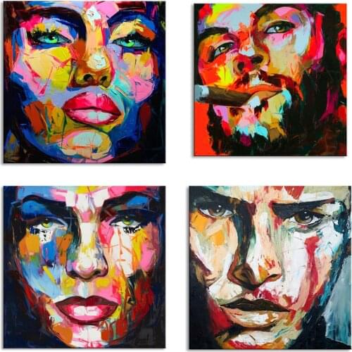 Handmade Knife Painting Abstract Face Painting Impasto Figure Canvas Wall Art Decoration For Home FP-008
