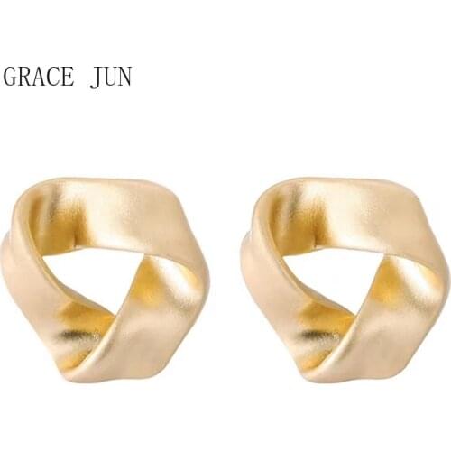 GRACE JUN Gold Color Clip on Earrings No Pierced for Women Girl Cute Triangle Geometric Cuff Earrings No Ear Hole Earrings New