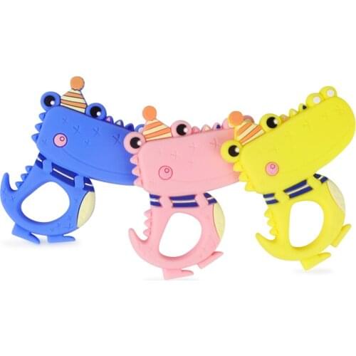 Silicone Teether Cartoon Crocodile Food Grade Silicone Baby Teething DIY Necklace Toys Nursing Accessories And Gifts