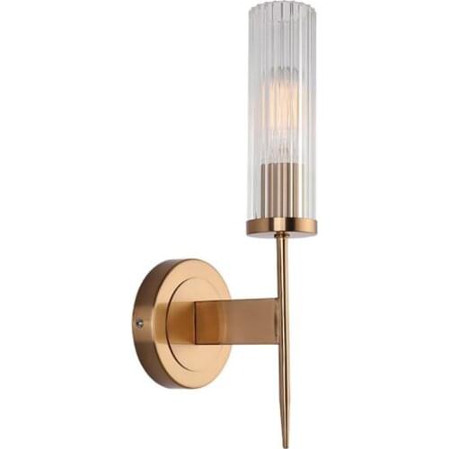 Modern Wall Light with Glass Tube Shade Wall Sconce E27 MAX 40W Light Fixture for Bathroom Bedroom Home, Wrought Iron Plating