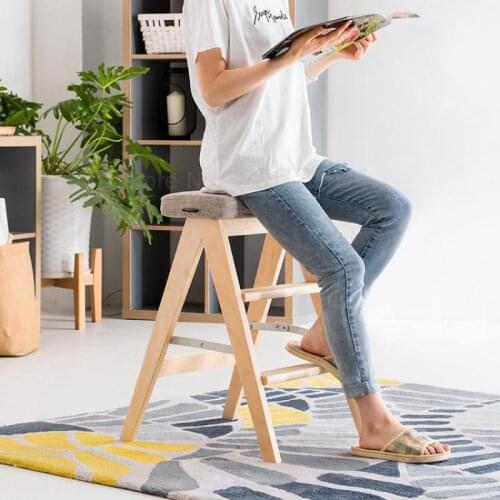Folding Stool Solid Wood Creative Simple Folding Ladder Stool Kitchen Stool Portable Small Stool Folding Chair Household