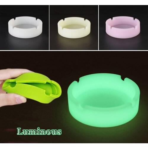 Luminous Silicone Gel Ashtray Light Circular Ashtray New Fluorescent Smoke Convenient Cigarette Case Drop Creative Ashtrays