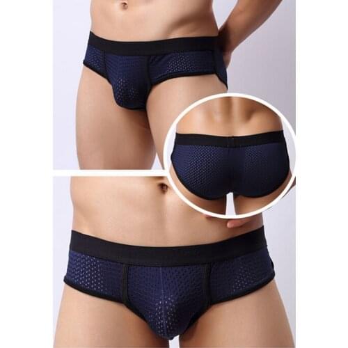 Sexy Low Waist U Convex Bulge Pouch Briefs Mens Acrylic Mesh Brief Underwear 3 Colors Underpants M-XL High Quality