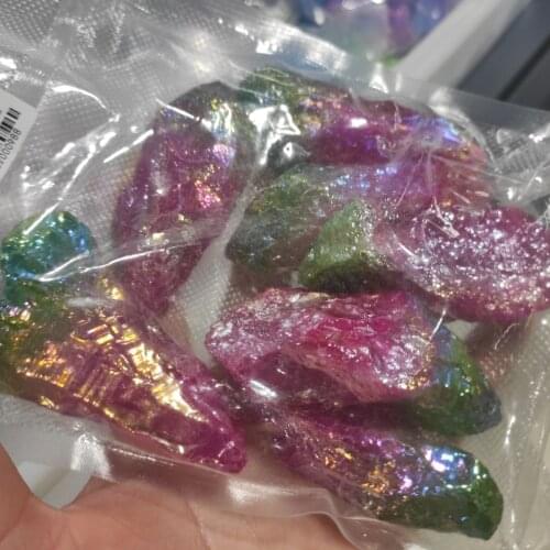 1pack Beautiful Colorful Electroplating crystal original stone natural crystal ore specimen stone ornaments pendant DIY as gift