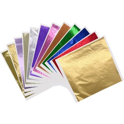 13X13.5cm Colorful Gold Leaf Sheets Gold Foil Paper in Arts and Crafts Gilding Furniture Nail Decoration Painting Total 100pcs