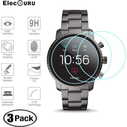 3Pcs For Fossil Q Explorist HR Gen 4 Tempered Glass Screen Protector Protective Film Guard 9H 2.5D Anti Explosion Anti-shatter