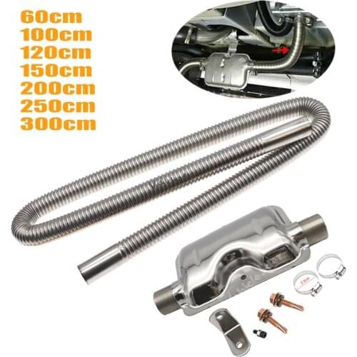 60-300cm Air Parking Heater Ducting Pipe Hose Line w/ 25mm Exhaust Pipe Silencer Steel For Diesel Heater For Propex Eberspacher