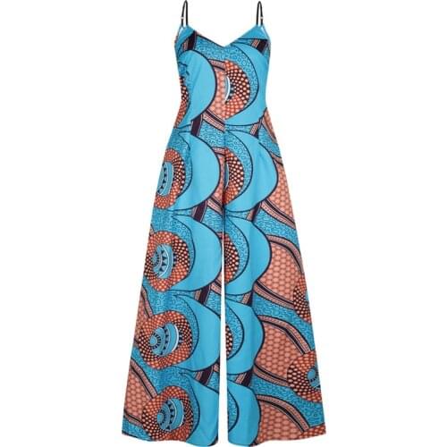 African Dashiki Print Jumpsuit Women 2021 Summer Sexy Off Shoulder V Neck Maxi Rompers Women Evening Party African Dresses Women