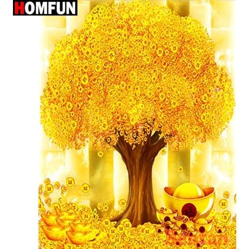 HOMFUN Full Square/Round Drill 5D DIY Diamond Painting "money tree" 3D Diamond Embroidery Cross Stitch Home Decor Gift