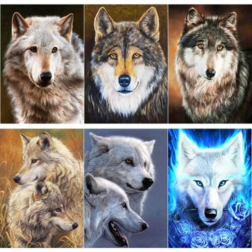 5D DIY Diamond Painting Animal Scenery Cross Stitch Wolf Diamond Embroidery Full Square Round Drill Home Decor Manual Art Gift
