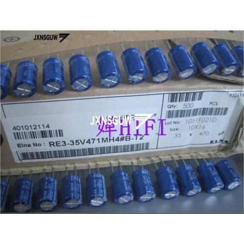 20PCS ELNA RE3 35V470UF 10X16MM blue robe audio Aluminum electrolytic capacitors 470uF/35V 85 degrees 470UF 35V