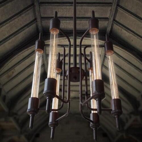 American retro warehouse industrial Cafe restaurant bar the living room creative Wrought iron 6 heads Steam pipe droplight