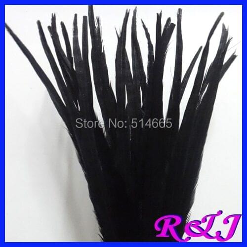 Free Shipping 50-55cm 20-22" Bleached and Dying ringneck pheasant feather 50PCS Black Pheasant Tail Feathers