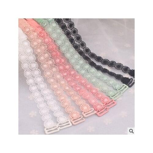 South Korea strap bra with underwear with hollow lace flowers transparent invisible shoulder strap lace 2Pair/lot