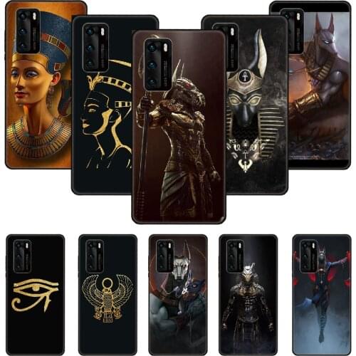 Phone Case For Huawei P20 P30 P40 P Smart Z + P10 Mate 30 10 20 Lite Pro Black Cover Shell Fashion Egypt Nefertiti Anubis Ankh