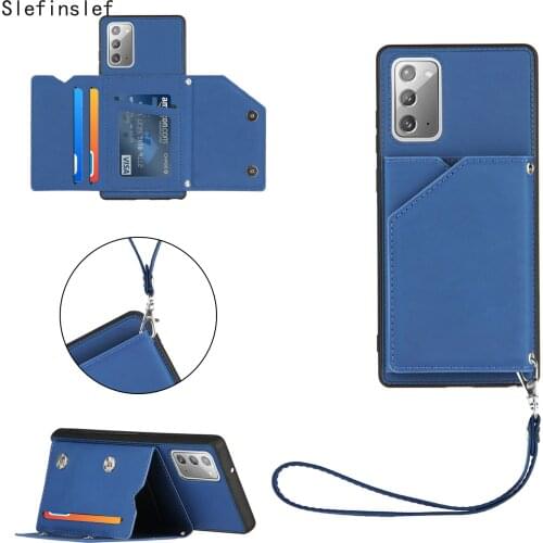 Lanyard Skin Feel PU Leather Card Slots Shockproof Phone Case for Samsung Galaxy M51 A21S A31 A50 A30S A50S M60S M80S A20 cover