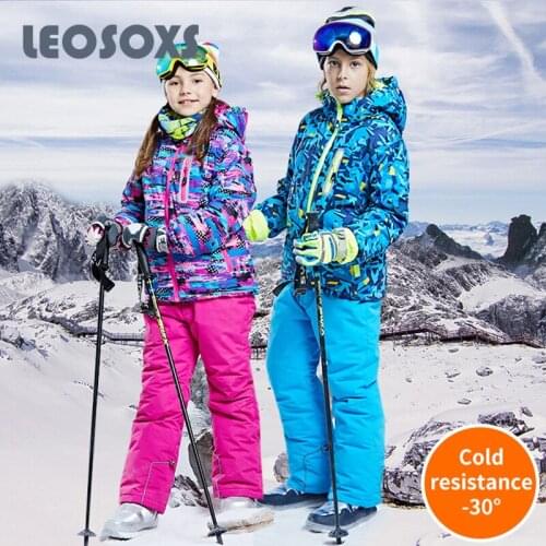 Childrens Ski Suit Girl Boy Windproof Warm Waterproof Winter Snow Sports Snowboard Suit Childrens Ski Pants Alpine Ski Suit
