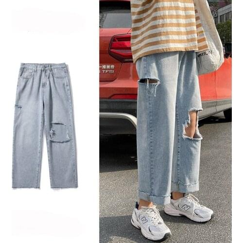 ERENEJIAN Mens Oversized Hip Hop Destroyed Jeans Joggers Loose Fit Hi Street Ripped Denim Pants Trousers With Holes Baggy