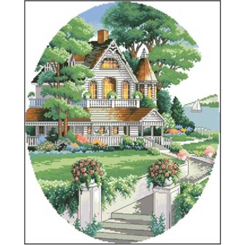 Europe Villa scenery patterns Counted Cross Stitch 11CT 14CT 18CT DIY Cross Stitch Kits Embroidery Needlework Sets home decor