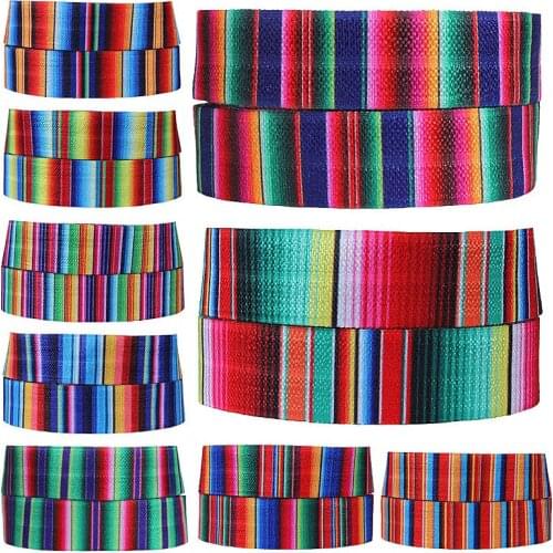 FLRA Elastic(50yards/lot) Mexican blanket rainbow stripe ribbon