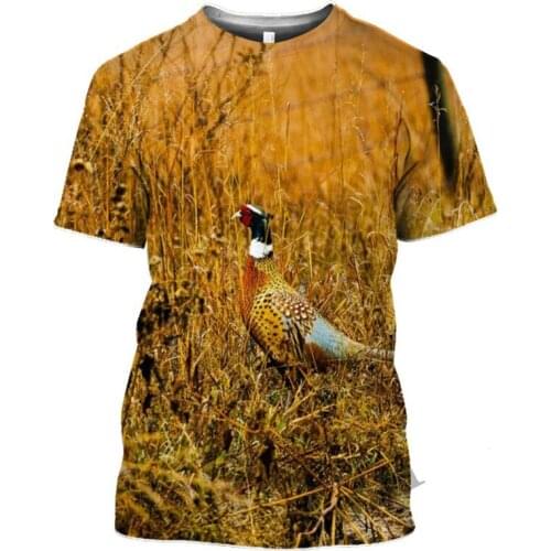 Hunting animal wild pigeon T-shirt flower T-shirt new 3D printing parrot male T-shirt womens hip-hop rock short sleeve