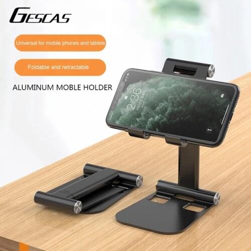 GESCAS Desktop Mobile Phone Stand Holder For IOS Phone Universal Aluminium Alloy Adjustable Metal Table Tablet Holder Stand