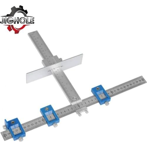 Aluminum Alloy Cabinet Hardware Jig Punch Locator W/ Steel Drill Guide Sleeve Measuring Tool for Installation of Handles Knobs
