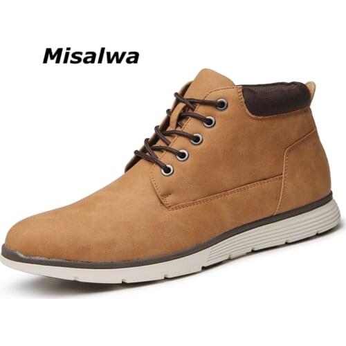 Misalwa Simple Casual Men Boots Outdoor Ankle High Top Boots for Men Oxford Retro Shoe Desert Boots