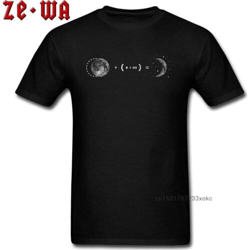Mens T Shirt Infinity Crescent Moon 2.0 Tee Shirts Creative Design Tshirt Treval To The Moon Black Clothes Cotton Tops Fitted