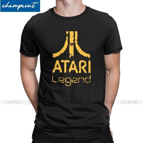 Men Atari - Anthracite Legend Logo T Shirts Arcade Enthusiasts Atari Game Novelty Tee Shirt Round Neck T-Shirts Graphic Clothing