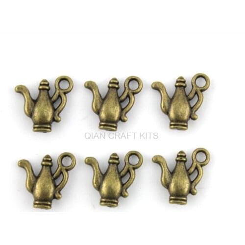 Set of 25 pcs tea pot antique bronze zinc alloy 3D pendant, charm, drops for diy lead and nickle free 15X14mm AY0069