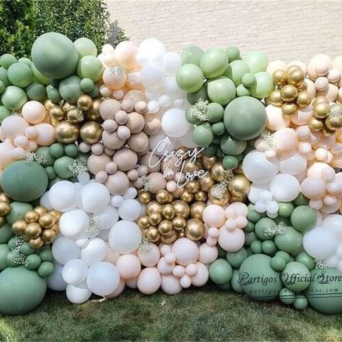 Multi Size Matte Pastel Pink Avocado Bean Green Latex Balloons Garland Kit Balls Wedding Jungle Party Home Decorations Globos