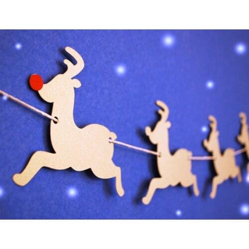 Reindeers and Sleigh Christmas garlands wedding birthday party banners 5' long bridal baby shower decorations photobooth