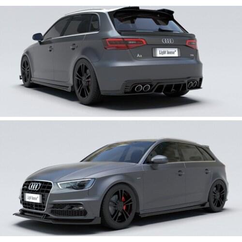 Suitable for Audi Hatchback Carbon Fiber Front Side Skirt Rear Lip Tail Top Wing A3 Sports Version