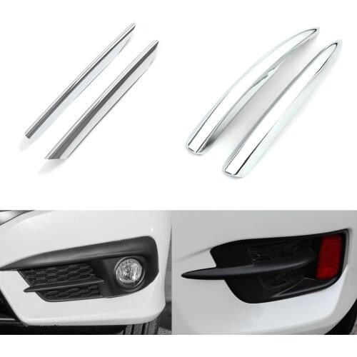 Chrome For Honda Civic 10th Gen 2016 2017 2018 Front Rear Fog Light Eyebrow Cover frame trim accessories