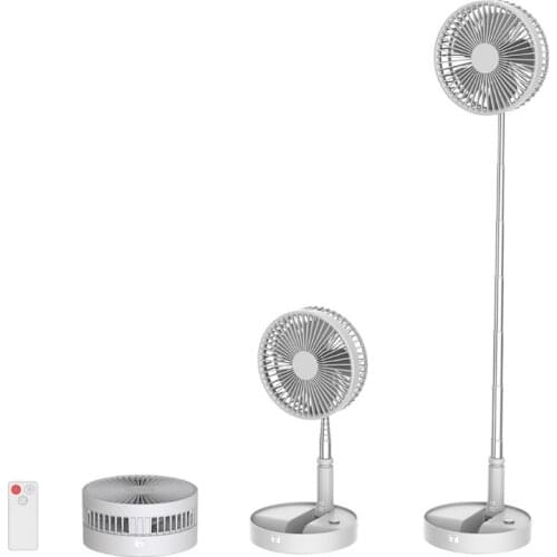 7200mAh Folding Telescopic Floor Fan Remote Control Timing Desk Air Cooler 4 Speed Rechargeable USB Fan Travel for Home Outdoor