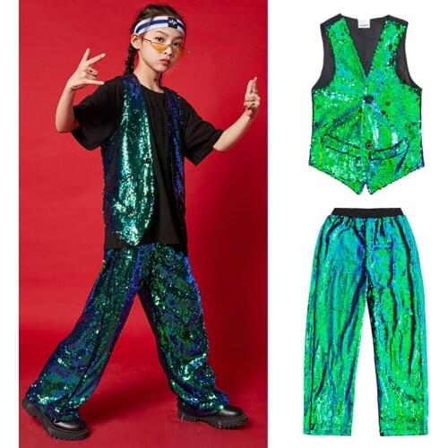 Sequins Hip Hop Dancer Outfit Festival Clothing Performance Costume Designer Clothes Rave Outfit Street Dancing Wear JL2942