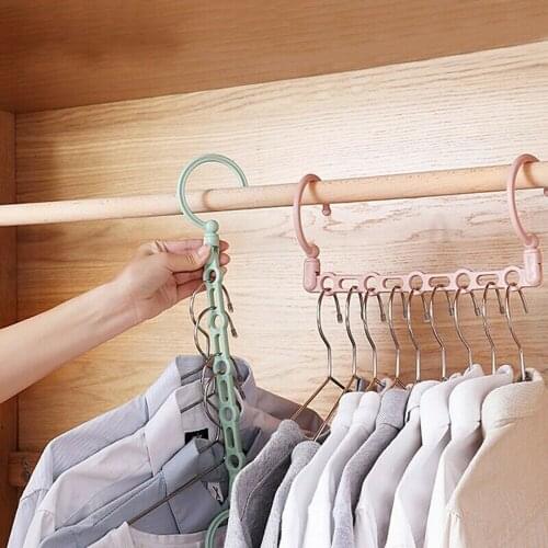 Windproof Non-slip Rotary Hanger Multi-function Porous Drying Rack Hook Home Wardrobe Closet Organizer