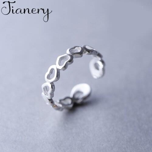 JIANERY Wholesale Real Silver Color Love Heart Rings For Women Big Antique Rings Finger Jewelry High Quality