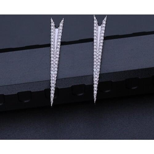 Newranos Punk Arrow Stud Earrings Full Pave Cubic Zirconia Arrow Piercing Earrings for Women Fashion Jewelry EFX003212
