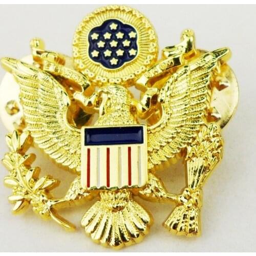 WWII US ARMY OFFICER SHOULDER EAGLE Mini COLLAR PIN BADGE INSIGNIA COCKADE GOLD