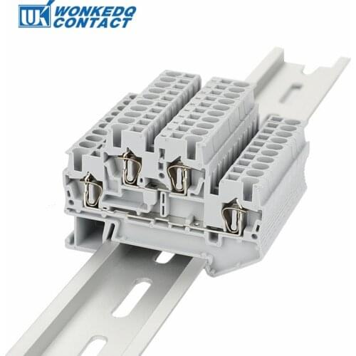10Pcs STTB2.5 Spring-cage 2 Level Double Layer Wiring Return Pull Wire Electrical Connector DIN Rail Terminal Block STTB 2.5