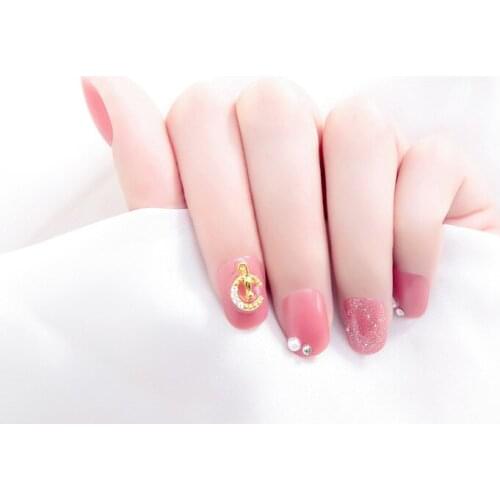 24pcs Press On Nails Designs White Powder Pearl Wear-Resistant Nail Stickers Finished Nail Stickers Fake Nails With Glue DL