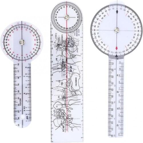 3Pcs 6/8/10 inch 180/360 Degree Protractor Angle Medical Ruler Spinal Goniometer Measuring Tool