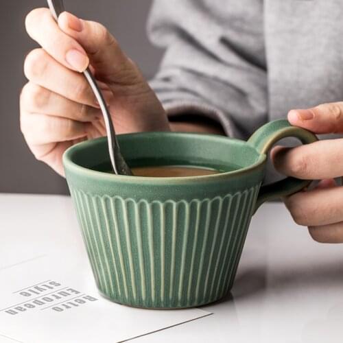 300 ml creative Japanese retro green hanging ear coffee cup household simple ceramic water cup mug afternoon tea cup